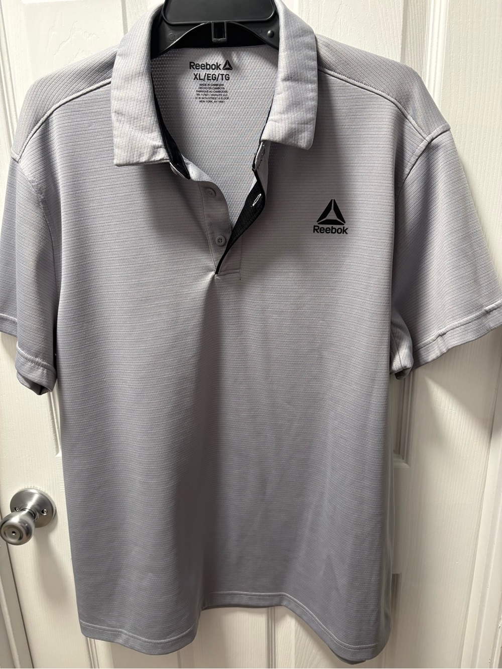 Reebok Men's Light Gray Polo with Black Accents